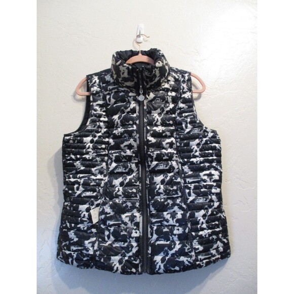 Nautica Womens Reversible Puffer Vest Sz L Navy Blue Zip Front Medium Weight - Picture 3 of 8